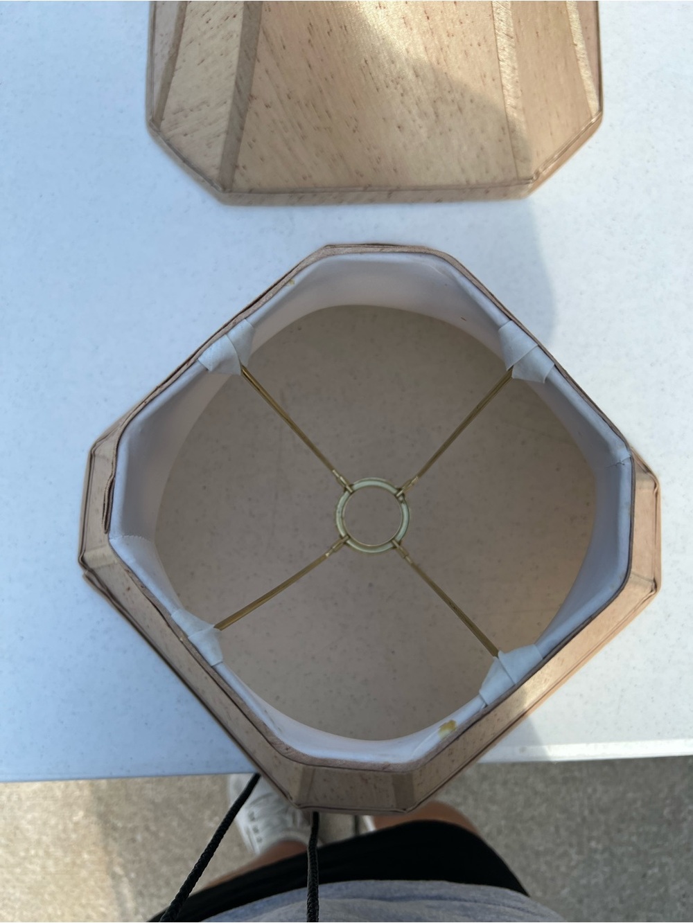Pair of Shimmery Gold Hexagon Lamp Shades - Picture 2 of 3
